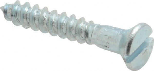 Value Collection - #6, 7/8" OAL, Slotted Drive, Flat Head Wood Screw - Zinc Plated Steel, Grade 2 - Exact Tooling