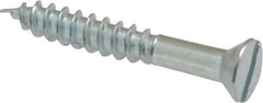 Value Collection - #6, 1" OAL, Slotted Drive, Flat Head Wood Screw - Zinc Plated Steel, Grade 2 - Exact Tooling