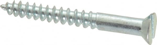 Value Collection - #6, 1-1/4" OAL, Slotted Drive, Flat Head Wood Screw - Zinc Plated Steel, Grade 2 - Exact Tooling