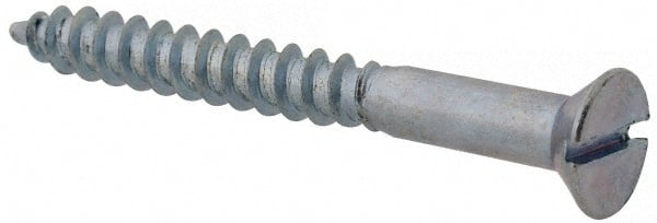 Value Collection - #7, 1-1/2" OAL, Slotted Drive, Flat Head Wood Screw - Zinc Plated Steel, Grade 2 - Exact Tooling