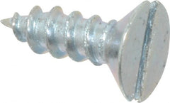 Value Collection - #8, 1/2" OAL, Slotted Drive, Flat Head Wood Screw - Zinc Plated Steel, Grade 2 - Exact Tooling