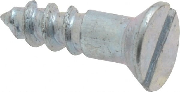 Value Collection - #8, 5/8" OAL, Slotted Drive, Flat Head Wood Screw - Zinc Plated Steel, Grade 2 - Exact Tooling