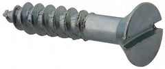 Value Collection - #8, 7/8" OAL, Slotted Drive, Flat Head Wood Screw - Zinc Plated Steel, Grade 2 - Exact Tooling