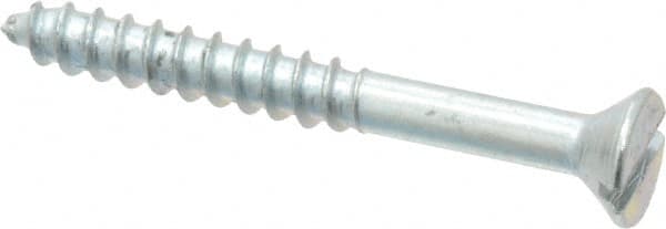 Value Collection - #8, 1-1/2" OAL, Slotted Drive, Flat Head Wood Screw - Zinc Plated Steel, Grade 2 - Exact Tooling
