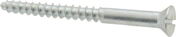 Value Collection - #8, 1-3/4" OAL, Slotted Drive, Flat Head Wood Screw - Zinc Plated Steel, Grade 2 - Exact Tooling