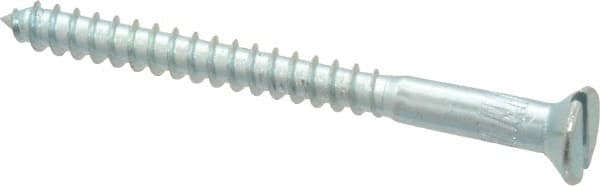 Value Collection - #8, 2" OAL, Slotted Drive, Flat Head Wood Screw - Zinc Plated Steel, Grade 2 - Exact Tooling