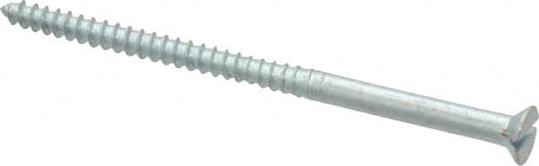 Value Collection - #8, 3" OAL, Slotted Drive, Flat Head Wood Screw - Zinc Plated Steel, Grade 2 - Exact Tooling