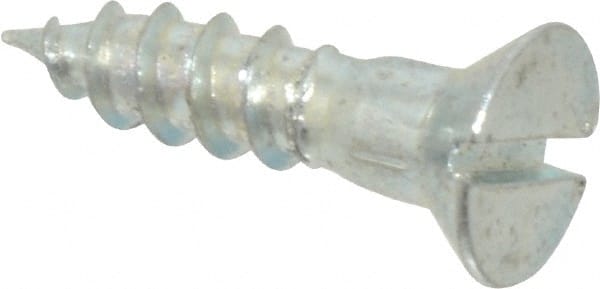 Value Collection - #9, 3/4" OAL, Slotted Drive, Flat Head Wood Screw - Zinc Plated Steel, Grade 2 - Exact Tooling