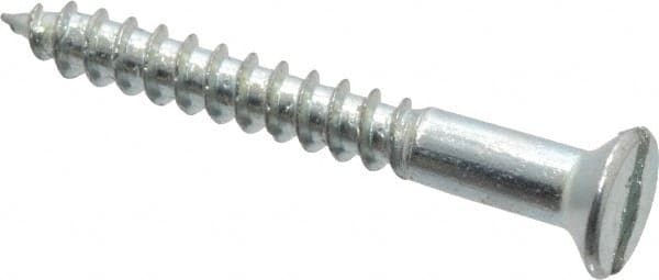 Value Collection - #9, 1-1/2" OAL, Slotted Drive, Flat Head Wood Screw - Zinc Plated Steel, Grade 2 - Exact Tooling