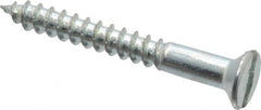 Value Collection - #9, 1-1/2" OAL, Slotted Drive, Flat Head Wood Screw - Zinc Plated Steel, Grade 2 - Exact Tooling