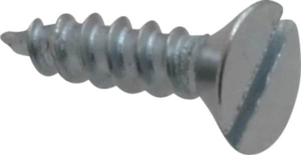 Value Collection - #10, 3/4" OAL, Slotted Drive, Flat Head Wood Screw - Zinc Plated Steel, Grade 2 - Exact Tooling