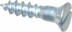 Value Collection - #10, 7/8" OAL, Slotted Drive, Flat Head Wood Screw - Zinc Plated Steel, Grade 2 - Exact Tooling