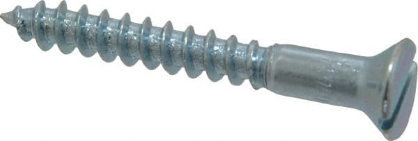 Value Collection - #10, 1-1/2" OAL, Slotted Drive, Flat Head Wood Screw - Zinc Plated Steel, Grade 2 - Exact Tooling