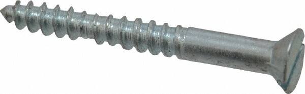 Value Collection - #10, 1-3/4" OAL, Slotted Drive, Flat Head Wood Screw - Zinc Plated Steel, Grade 2 - Exact Tooling