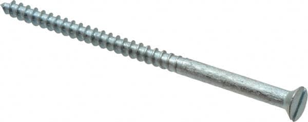 Value Collection - #10, 3-1/2" OAL, Slotted Drive, Flat Head Wood Screw - Zinc Plated Steel, Grade 2 - Exact Tooling
