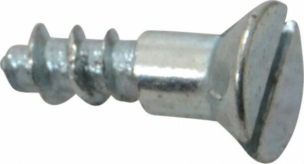 Value Collection - #12, 3/4" OAL, Slotted Drive, Flat Head Wood Screw - Zinc Plated Steel, Grade 2 - Exact Tooling