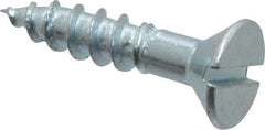 Value Collection - #12, 1" OAL, Slotted Drive, Flat Head Wood Screw - Zinc Plated Steel, Grade 2 - Exact Tooling