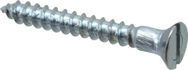 Value Collection - #12, 1-3/4" OAL, Slotted Drive, Flat Head Wood Screw - Zinc Plated Steel, Grade 2 - Exact Tooling