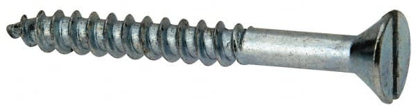 Value Collection - #12, 2" OAL, Slotted Drive, Flat Head Wood Screw - Zinc Plated Steel, Grade 2 - Exact Tooling