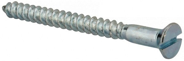 Value Collection - #12, 2-1/2" OAL, Slotted Drive, Flat Head Wood Screw - Zinc Plated Steel, Grade 2 - Exact Tooling