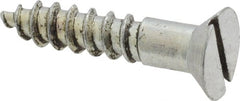 Value Collection - #14, 1-1/4" OAL, Slotted Drive, Flat Head Wood Screw - Zinc Plated Steel, Grade 2 - Exact Tooling