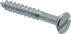 Value Collection - #14, 1-3/4" OAL, Slotted Drive, Flat Head Wood Screw - Zinc Plated Steel, Grade 2 - Exact Tooling