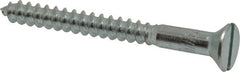 Value Collection - #14, 2-1/2" OAL, Slotted Drive, Flat Head Wood Screw - Zinc Plated Steel, Grade 2 - Exact Tooling
