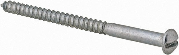 Value Collection - #6, 2" Length Under Head, Slotted Drive, Round Head Wood Screw - Zinc Plated Steel, Grade 2 - Exact Tooling