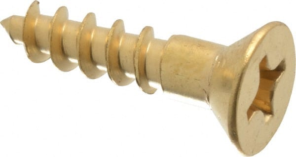 Value Collection - #12, 1" OAL, Phillips Drive, Flat Head Wood Screw - Brass - Exact Tooling