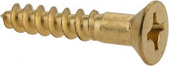Value Collection - #12, 1-1/4" OAL, Phillips Drive, Flat Head Wood Screw - Brass - Exact Tooling