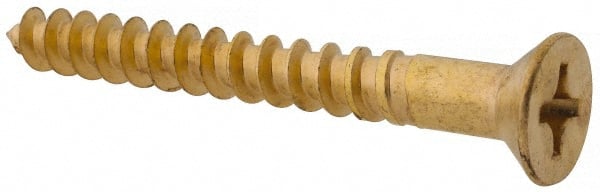 Value Collection - #12, 2" OAL, Phillips Drive, Flat Head Wood Screw - Brass - Exact Tooling