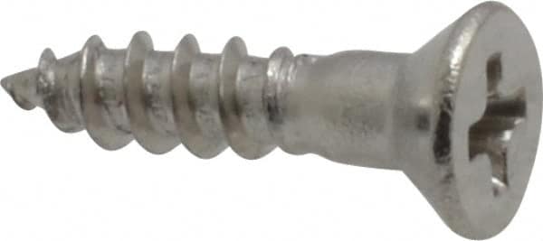 Value Collection - #4, 1/2" OAL, Phillips Drive, Flat Head Wood Screw - Stainless Steel, Grade 18-8 - Exact Tooling