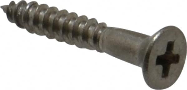Value Collection - #4, 3/4" OAL, Phillips Drive, Flat Head Wood Screw - Stainless Steel, Grade 18-8 - Exact Tooling