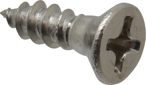 Value Collection - #6, 1/2" OAL, Phillips Drive, Flat Head Wood Screw - Stainless Steel, Grade 18-8 - Exact Tooling