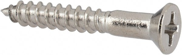 Value Collection - #6, 1" OAL, Phillips Drive, Flat Head Wood Screw - Stainless Steel, Grade 18-8 - Exact Tooling