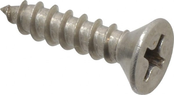 Value Collection - #8, 3/4" OAL, Phillips Drive, Flat Head Wood Screw - Stainless Steel, Grade 18-8 - Exact Tooling