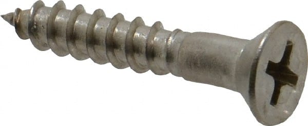 Value Collection - #8, 1" OAL, Phillips Drive, Flat Head Wood Screw - Stainless Steel, Grade 18-8 - Exact Tooling