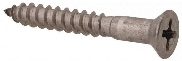 Value Collection - #8, 1-1/4" OAL, Phillips Drive, Flat Head Wood Screw - Stainless Steel, Grade 18-8 - Exact Tooling