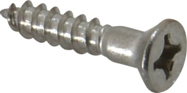 Value Collection - #10, 1" OAL, Phillips Drive, Flat Head Wood Screw - Stainless Steel, Grade 18-8 - Exact Tooling