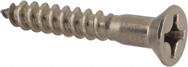 Value Collection - #10, 1-1/4" OAL, Phillips Drive, Flat Head Wood Screw - Stainless Steel, Grade 18-8 - Exact Tooling