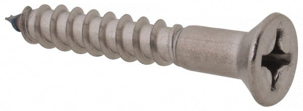 Value Collection - #12, 1-1/2" OAL, Phillips Drive, Flat Head Wood Screw - Stainless Steel, Grade 18-8 - Exact Tooling