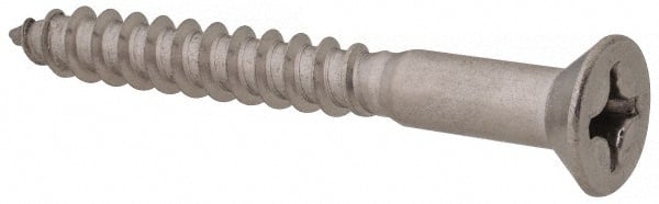 Value Collection - #12, 2" OAL, Phillips Drive, Flat Head Wood Screw - Stainless Steel, Grade 18-8 - Exact Tooling