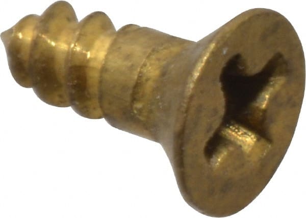 Value Collection - #2, 1/4" OAL, Phillips Drive, Flat Head Wood Screw - Brass - Exact Tooling