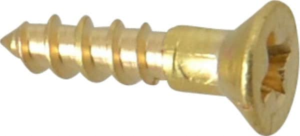 Value Collection - #2, 3/8" OAL, Phillips Drive, Flat Head Wood Screw - Brass - Exact Tooling
