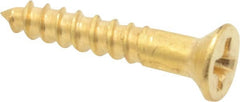 Value Collection - #2, 1/2" OAL, Phillips Drive, Flat Head Wood Screw - Brass - Exact Tooling