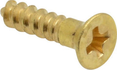 Value Collection - #5, 5/8" OAL, Phillips Drive, Flat Head Wood Screw - Brass - Exact Tooling