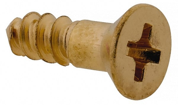 Value Collection - #6, 1/2" OAL, Phillips Drive, Flat Head Wood Screw - ASME B18.6.1, Brass - Exact Tooling
