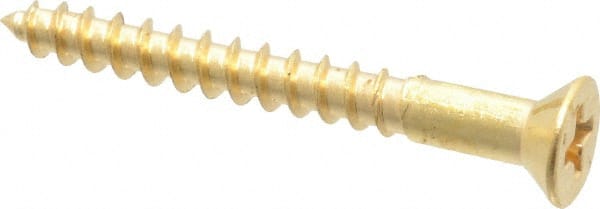 Value Collection - #6, 1-1/4" OAL, Phillips Drive, Flat Head Wood Screw - ASME B18.6.1, Brass - Exact Tooling