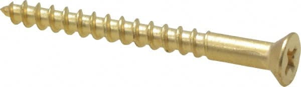 Value Collection - #6, 1-1/2" OAL, Phillips Drive, Flat Head Wood Screw - ASME B18.6.1, Brass - Exact Tooling