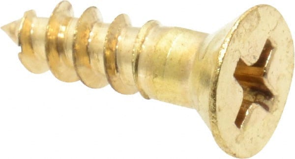 Value Collection - #8, 5/8" OAL, Phillips Drive, Flat Head Wood Screw - Brass - Exact Tooling